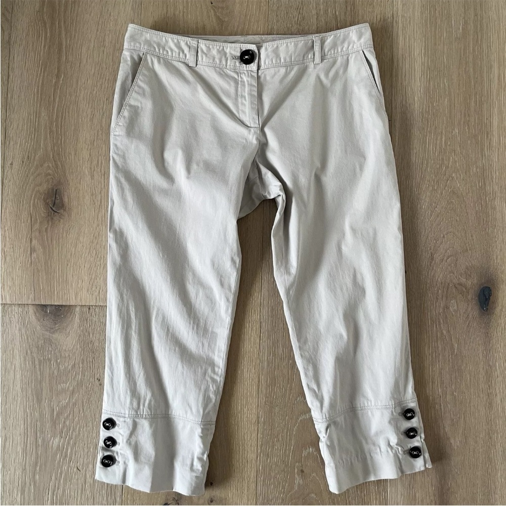 Burberry Y2K Cropped Capris Pants Beige cream Ivory Sz 6 *K5